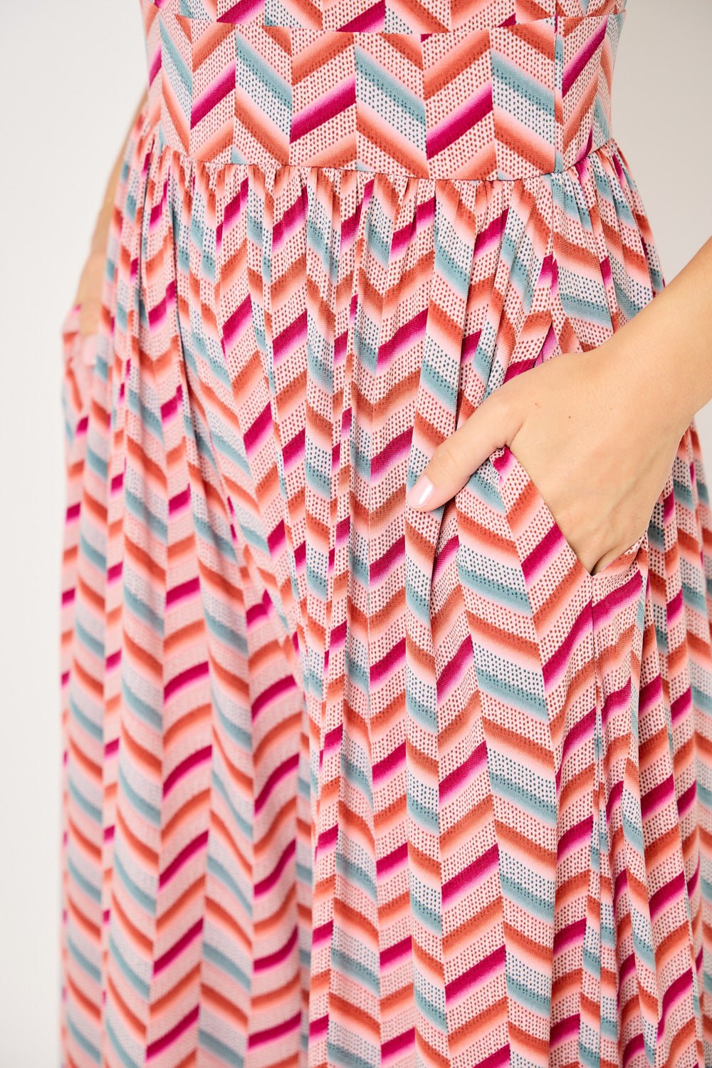 Image of West K Jana Printed Knit Jumpsuit Chevron Multi