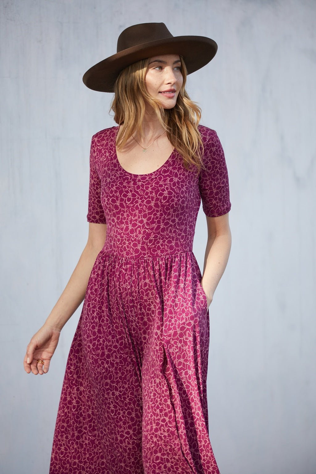 Image of West K Jana Printed Knit Jumpsuit Wine Floral