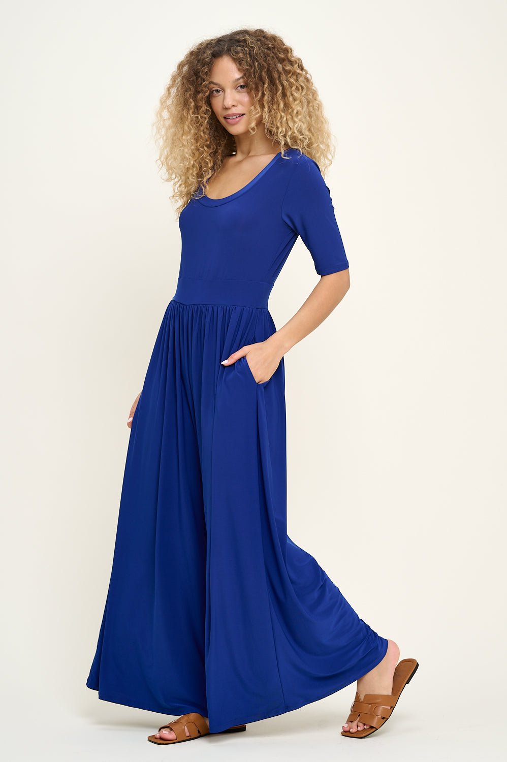 Image of West K Jana Short Sleeve Knit Jumpsuit Royal Blue