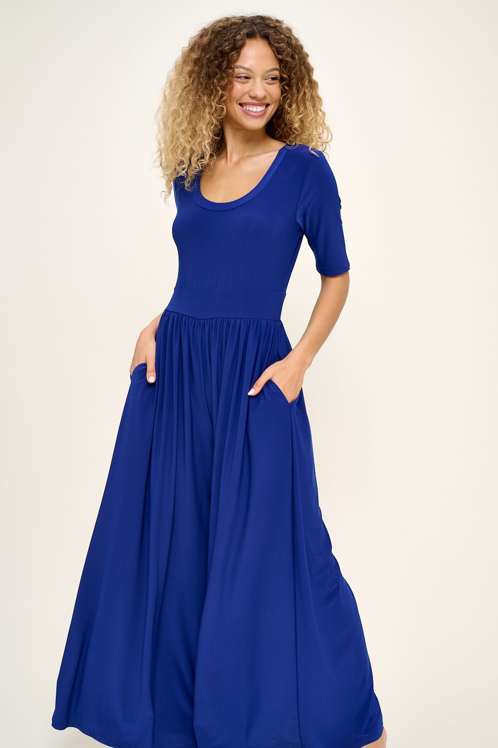 Image of West K Jana Short Sleeve Knit Jumpsuit Royal Blue