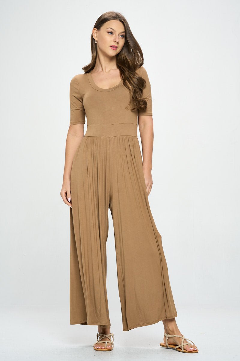 Image of West K Jana Solid Knit Jumpsuit Cappuccino
