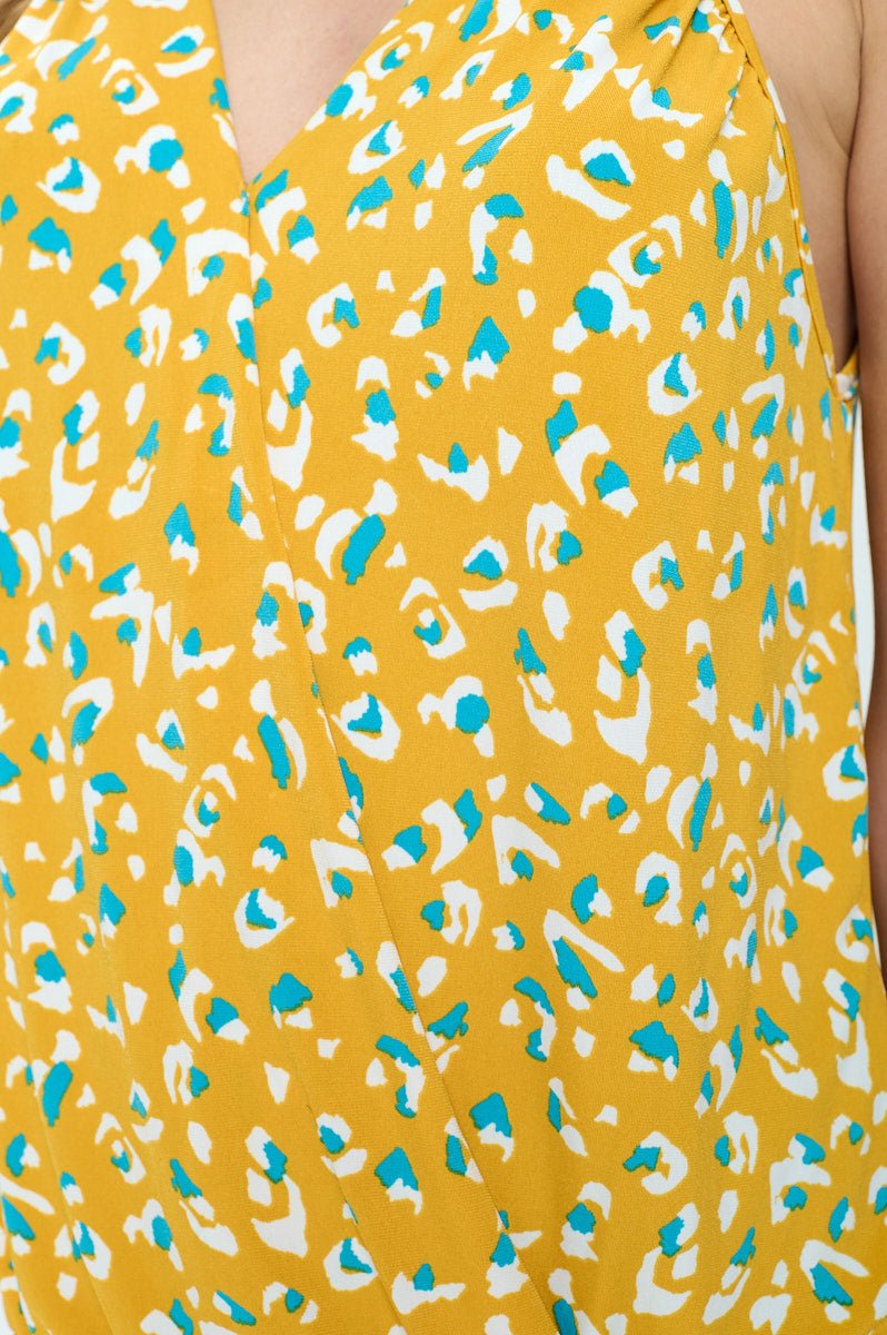 Image of West K Jenna Printed Surplice Top Yellow Leopard