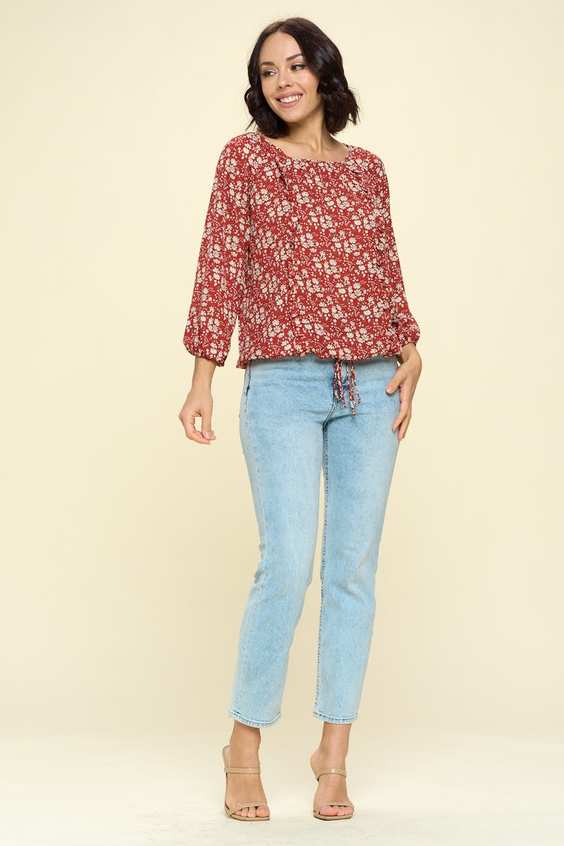 Image of West K Jessica Round Neck Blouse Cherry Floral