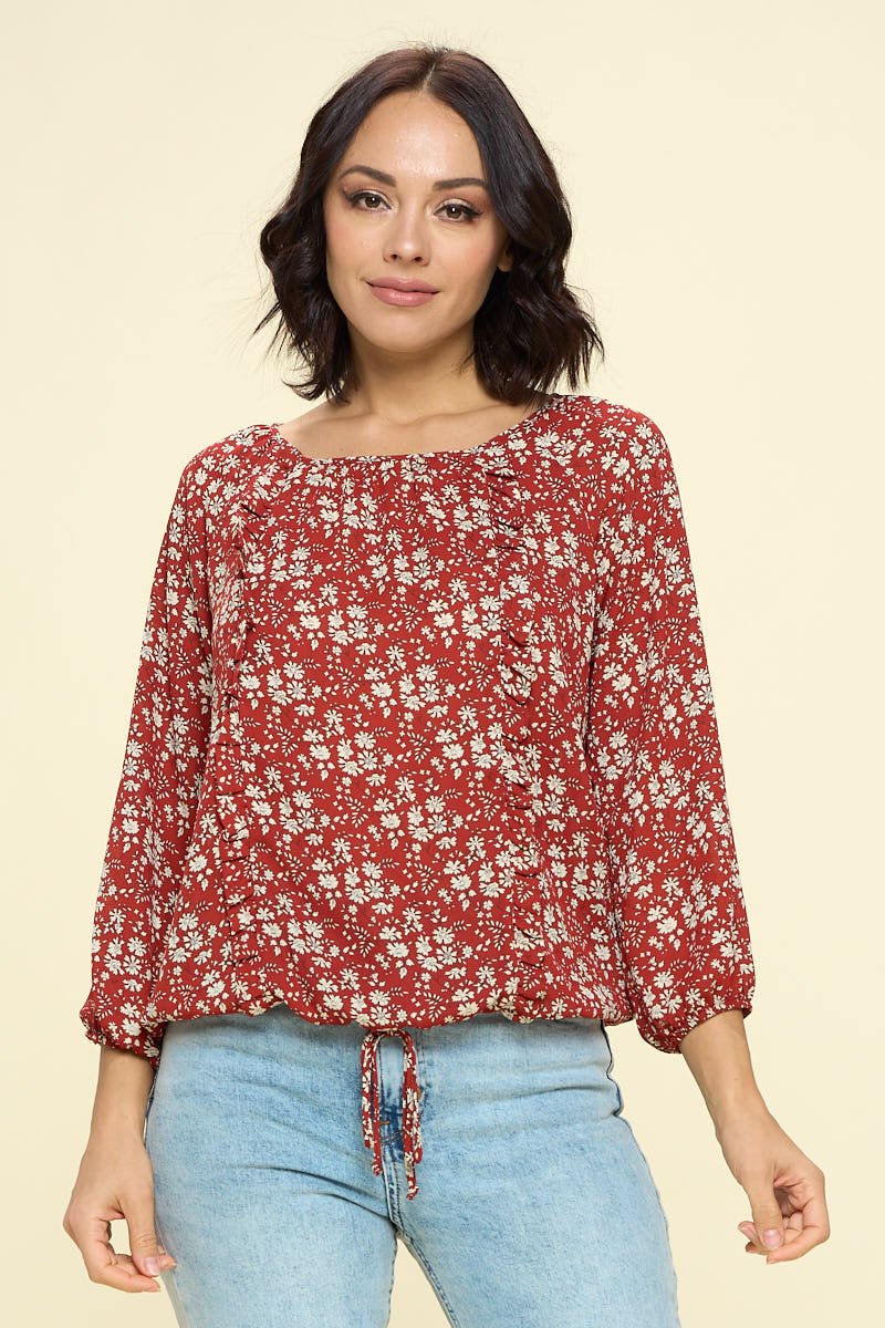 Image of West K Jessica Round Neck Blouse Cherry Floral