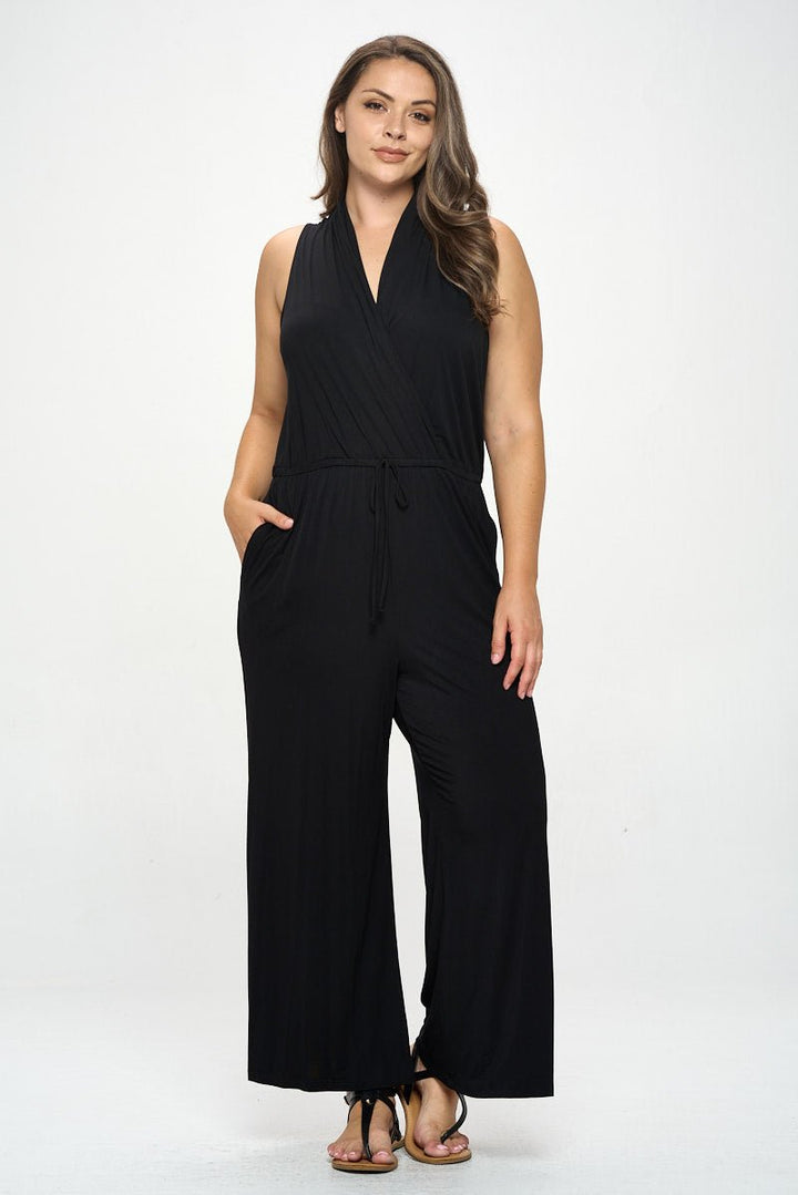 Image of West K Jillian Plus Size Sleeveless Knit Jumpsuit Black