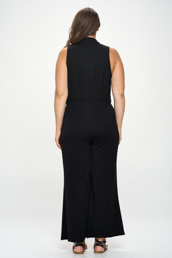 Image of West K Jillian Plus Size Sleeveless Knit Jumpsuit Black