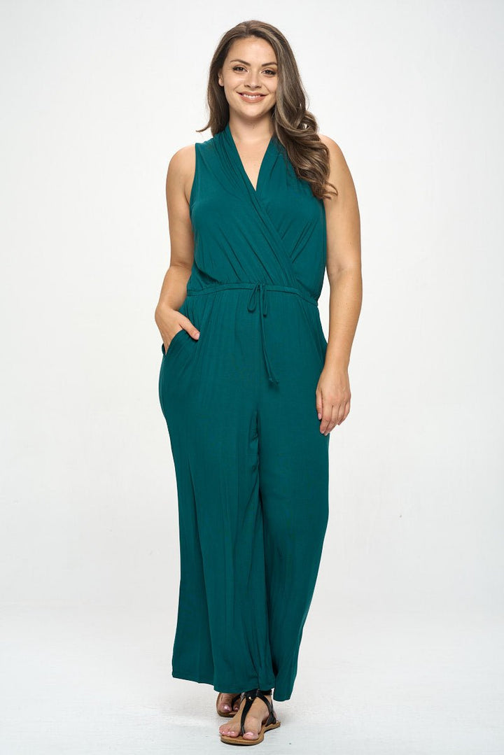 Image of West K Jillian Plus Size Sleeveless Knit Jumpsuit Hunter Green