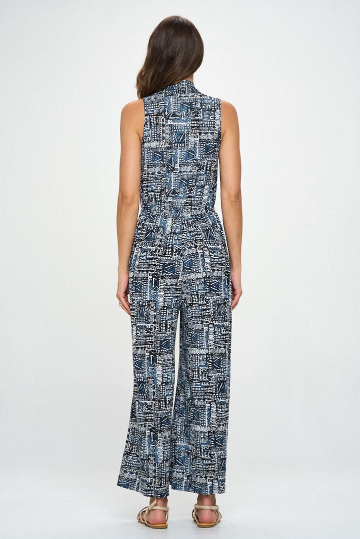 Image of West K Jillian Sleeveless Jumpsuit Blue Aztec