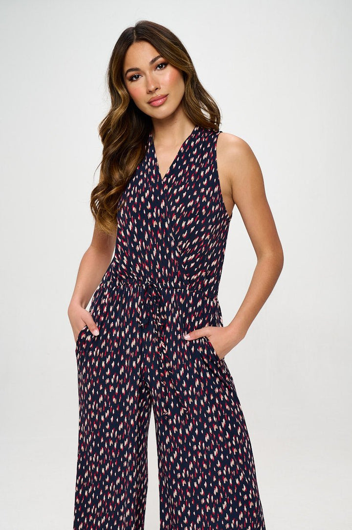 Image of West K Jillian Sleeveless Jumpsuit Dark Navy Red