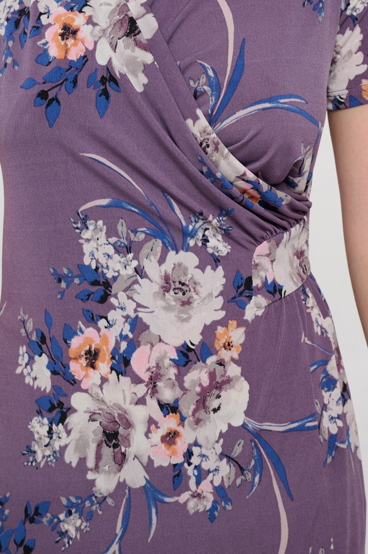 Image of West K Jocelyn Side Ruched Midi Dress Mauve Floral