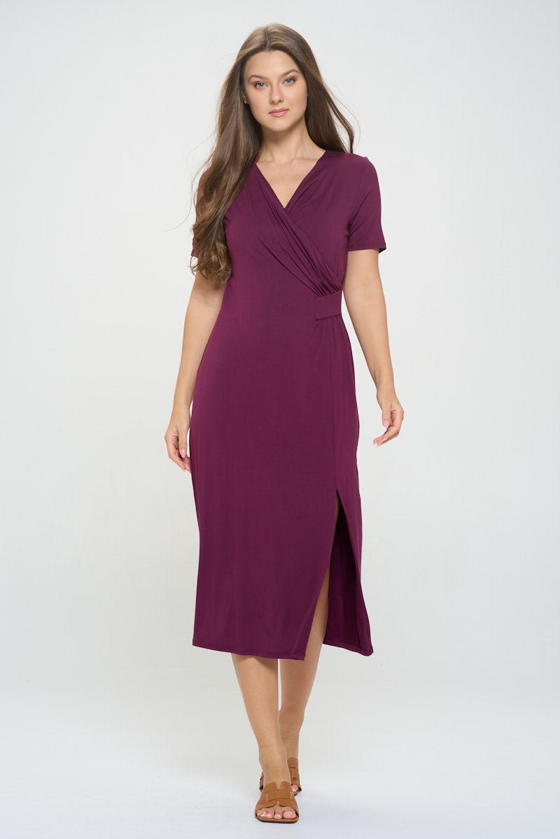 Image of West K Jocelyn Side Ruched Midi Dress Wine