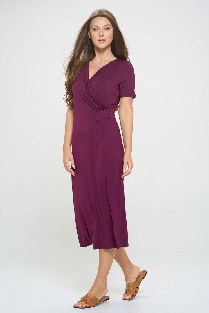 Image of West K Jocelyn Side Ruched Midi Dress Wine