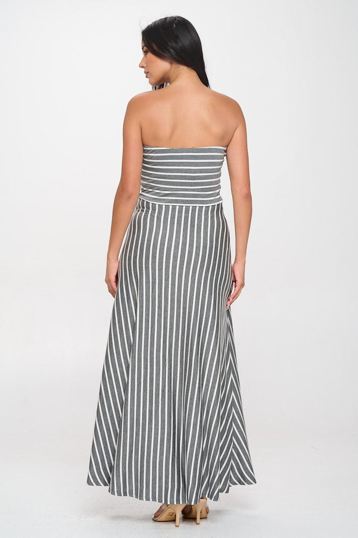 Image of West K Jones Striped Tube Maxi Dress Yellow Stripe