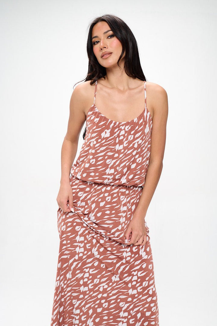 Image of West K Journey Tank Elastic Waist Maxi Brick Abstract