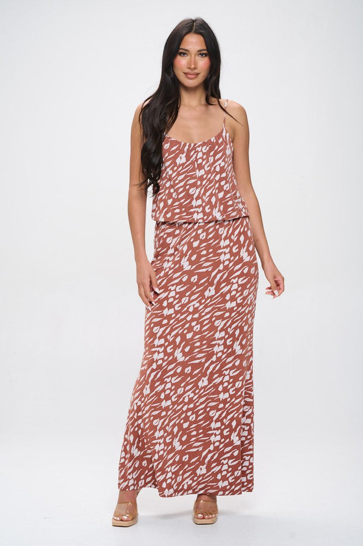 Image of West K Journey Tank Elastic Waist Maxi Brick Abstract