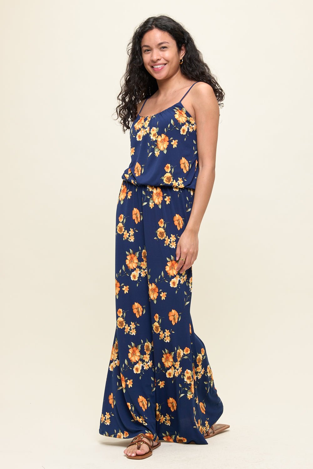 Image of West K Journey Tank Elastic Waist Maxi Navy Orange Floral