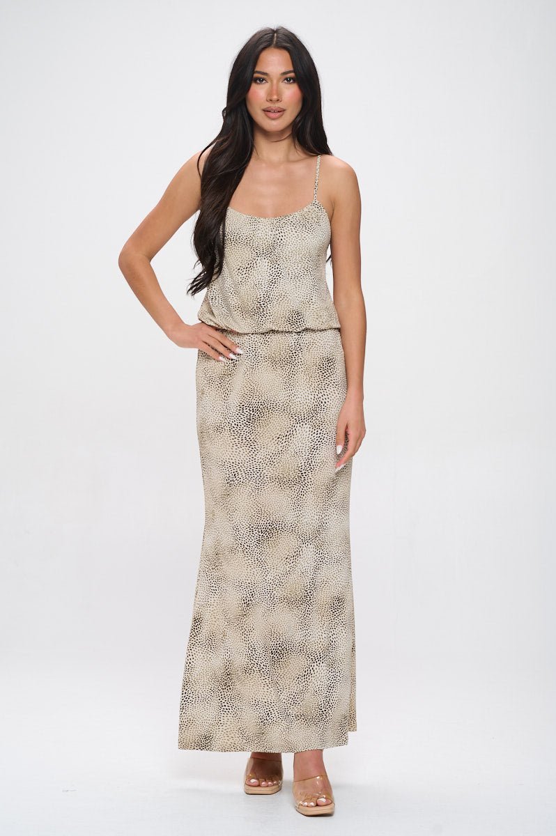 Image of West K Journey Tank Elastic Waist Maxi Tan Speckles