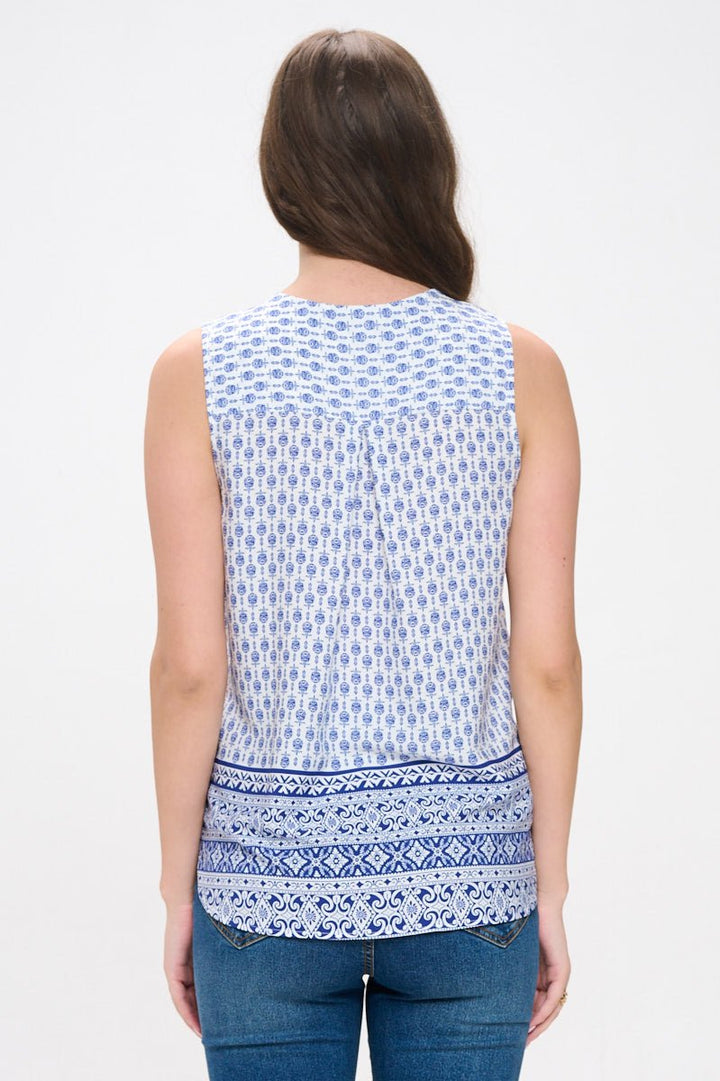 Image of West K Jovie Sleeveless Blouse Blue Medallion