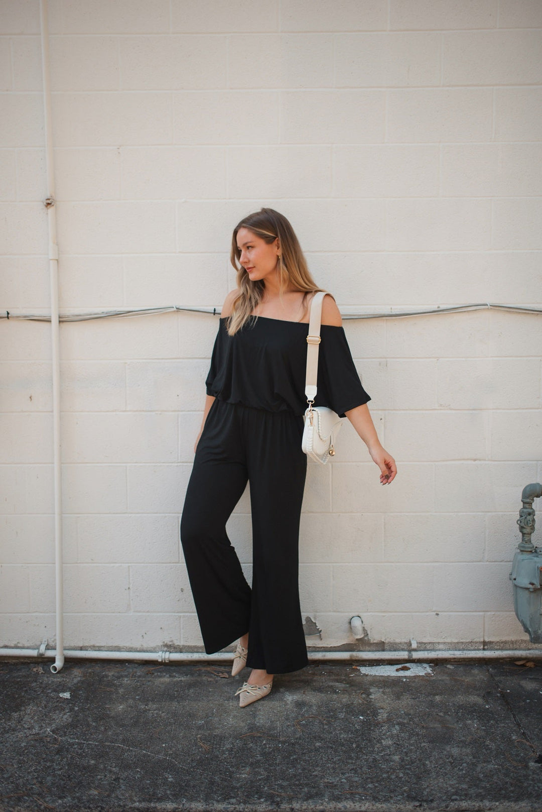 Image of West K Joy Off The Shoulder Wide Leg Jumpsuit Black