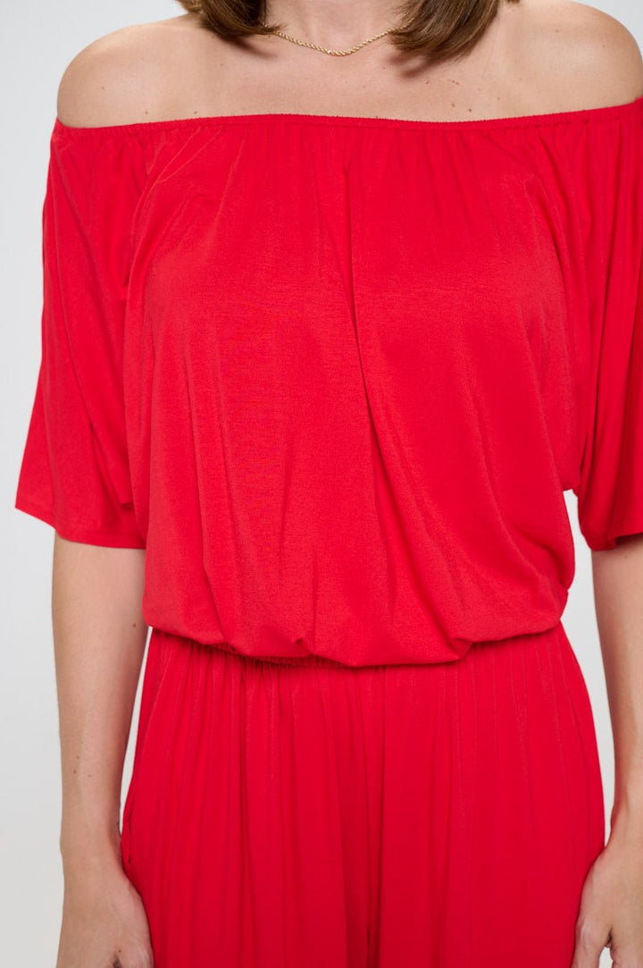 Image of West K Joy Off The Shoulder Wide Leg Jumpsuit Red