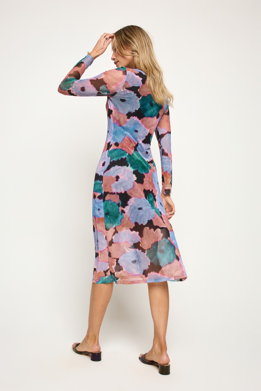 Image of West K Juniper Long Sleeve Mesh Midi Dress Abstract Multi