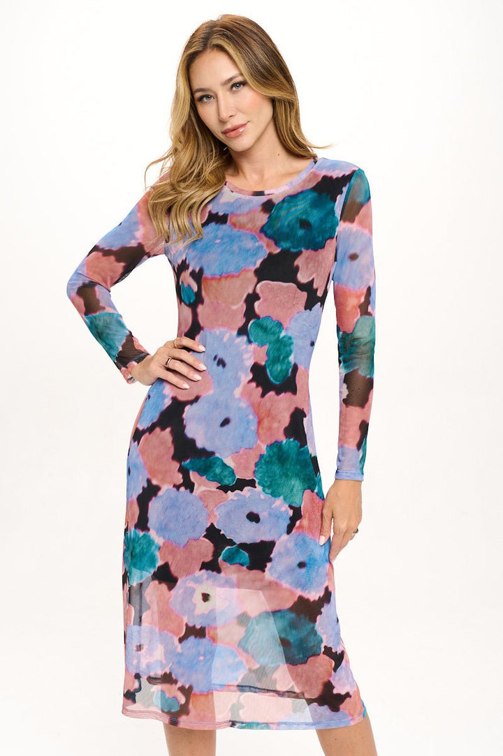 Image of West K Juniper Long Sleeve Mesh Midi Dress XS