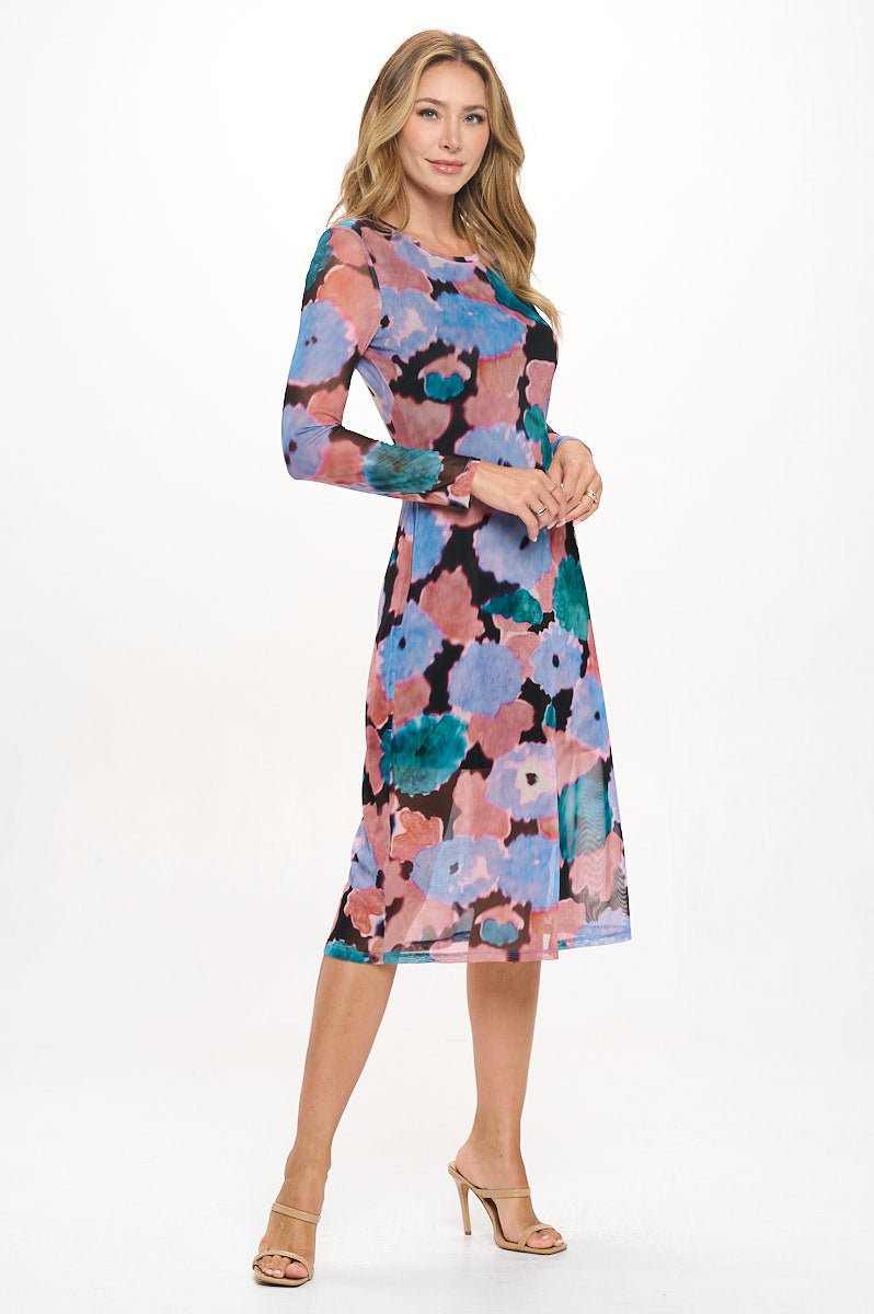 Image of West K Juniper Long Sleeve Mesh Midi Dress XS