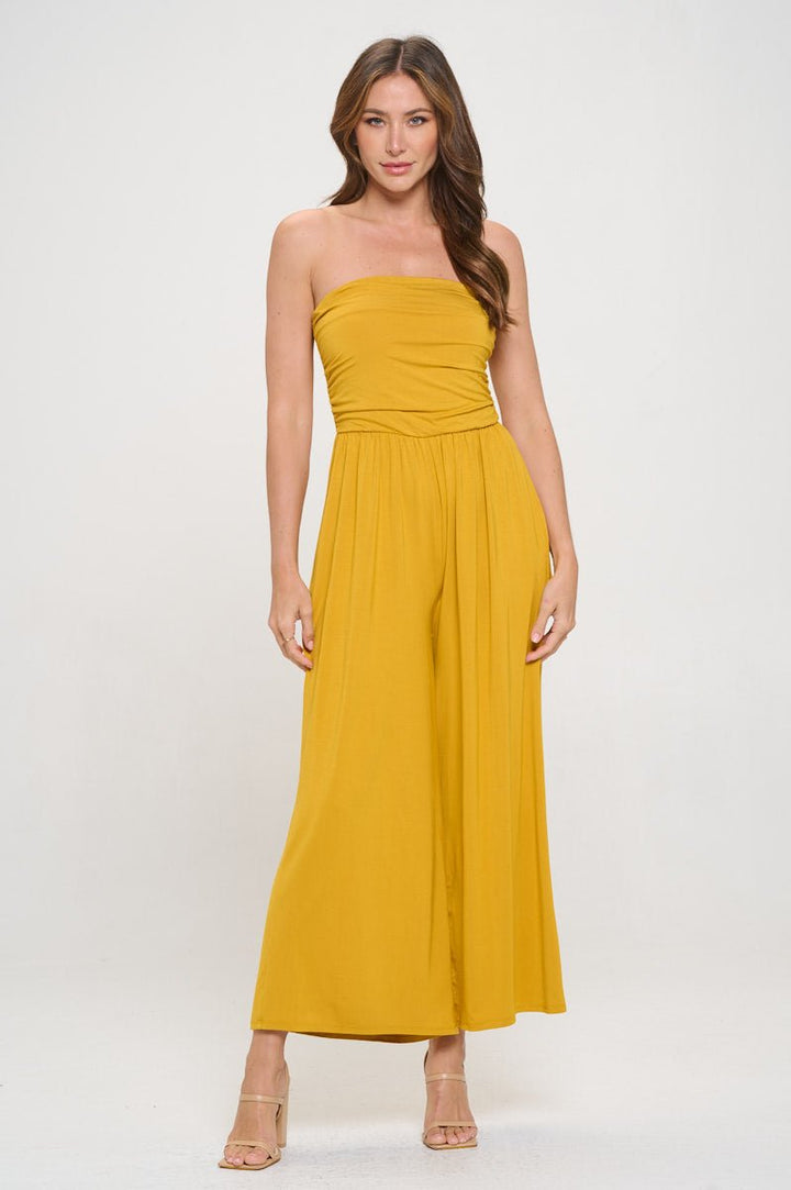 Image of West K Kara Strapless Knit Jumpsuit Golden Yellow