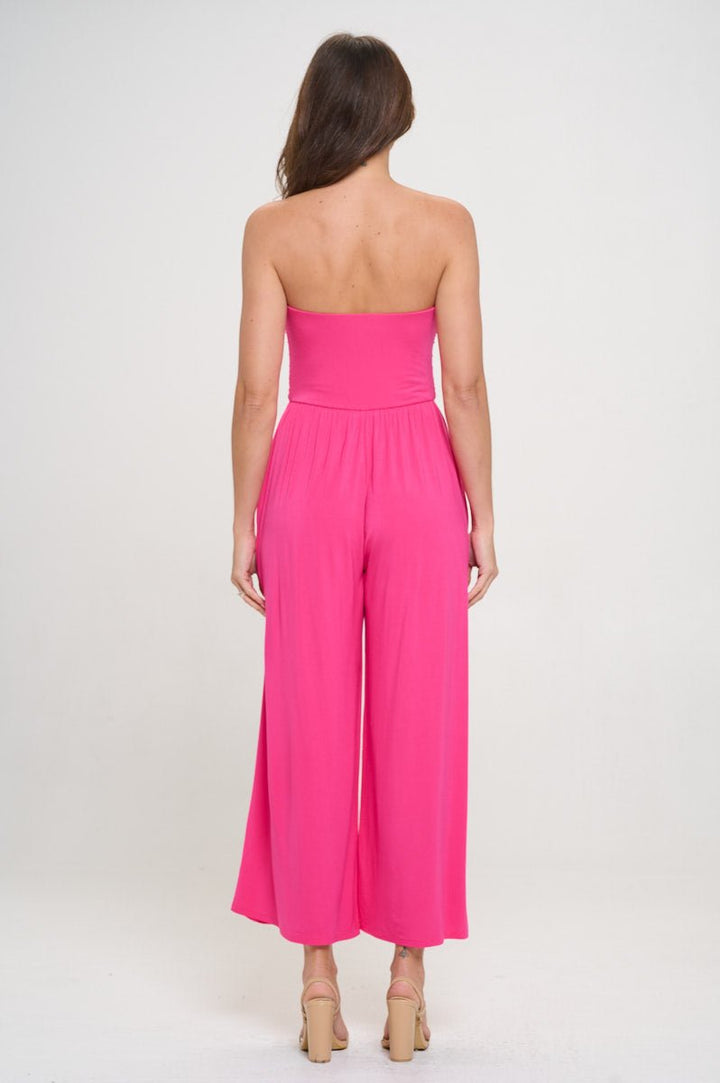 Image of West K Kara Strapless Knit Jumpsuit Hot Pink