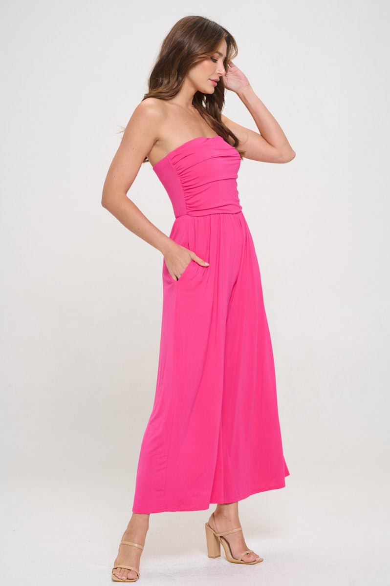 Image of West K Kara Strapless Knit Jumpsuit Hot Pink