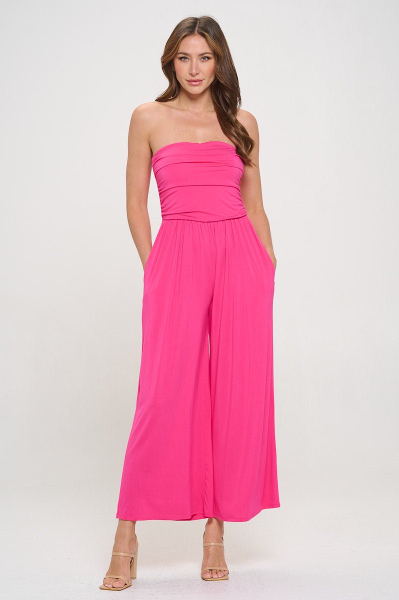 Image of West K Kara Strapless Knit Jumpsuit Hot Pink