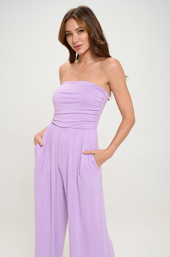 Image of West K Kara Strapless Knit Jumpsuit Lavender