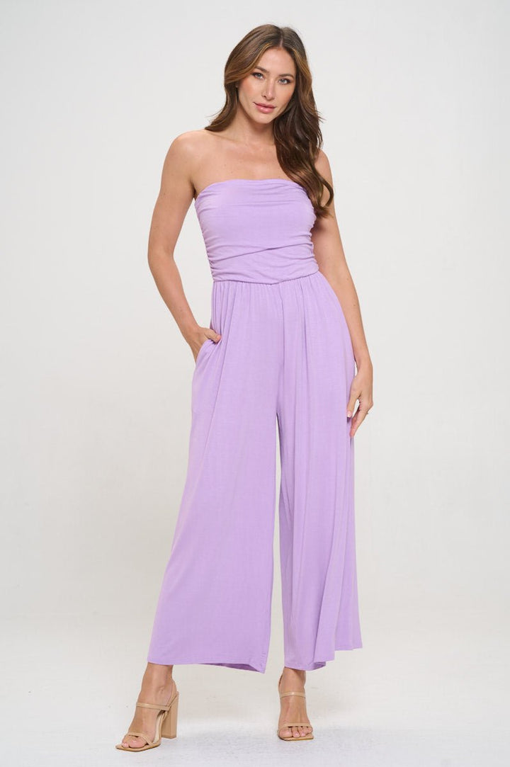 Image of West K Kara Strapless Knit Jumpsuit Lavender