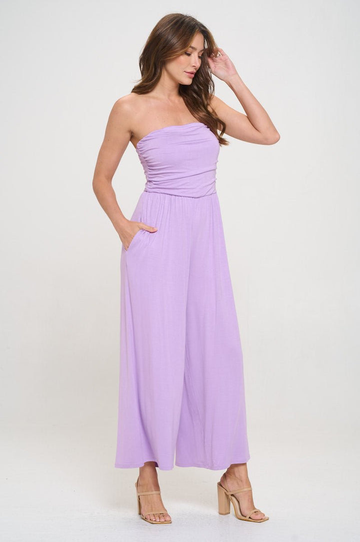 Image of West K Kara Strapless Knit Jumpsuit Lavender