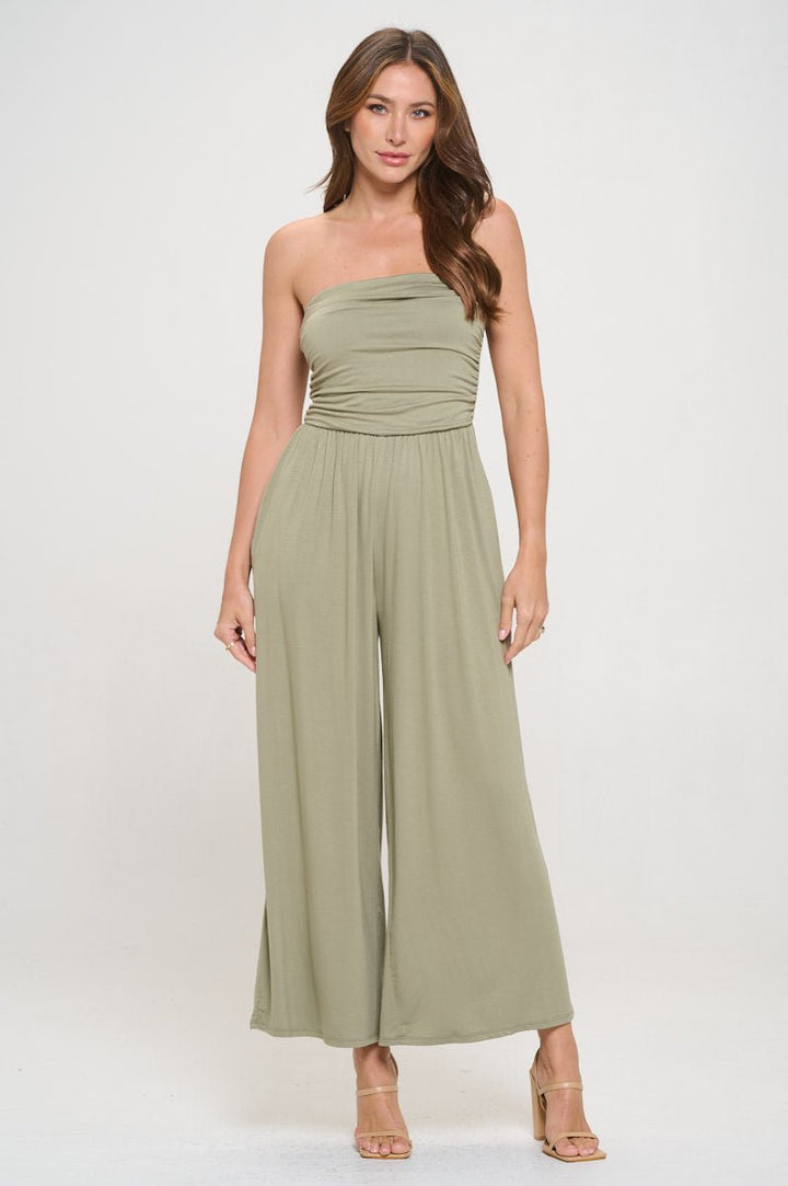 Image of West K Kara Strapless Knit Jumpsuit Lt Olive