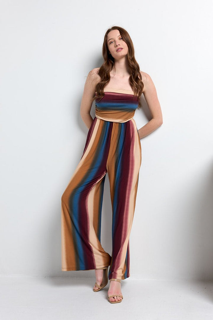 Image of West K Kara Strapless Knit Jumpsuit Ombre Multi