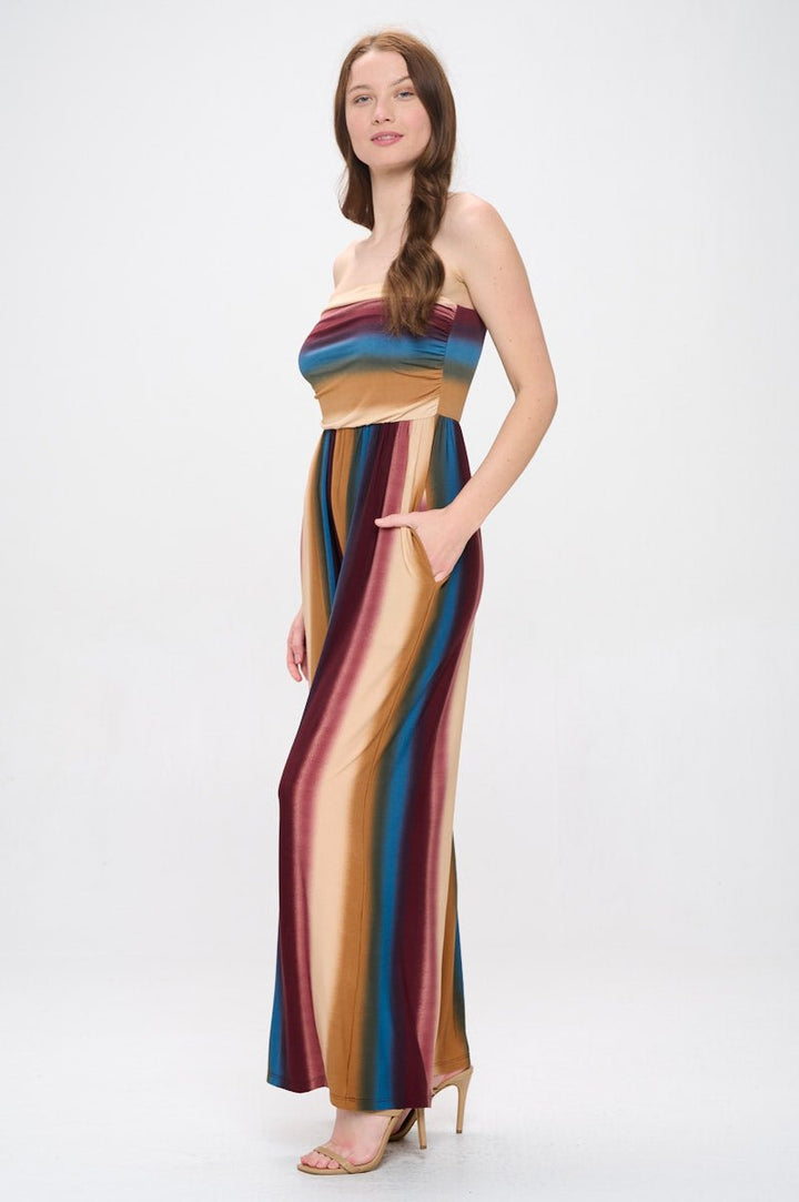 Image of West K Kara Strapless Knit Jumpsuit Ombre Multi