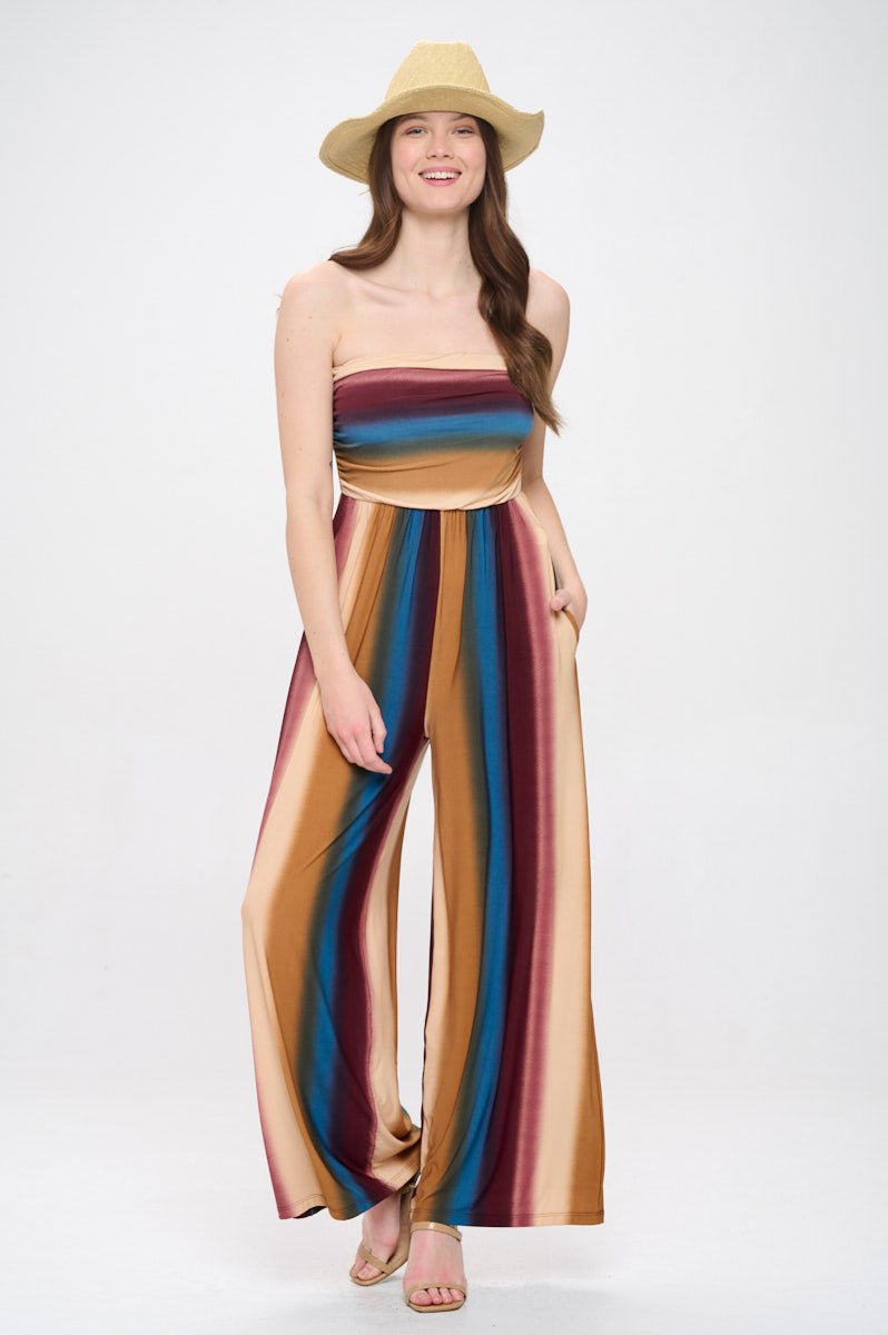 Image of West K Kara Strapless Knit Jumpsuit Ombre Multi