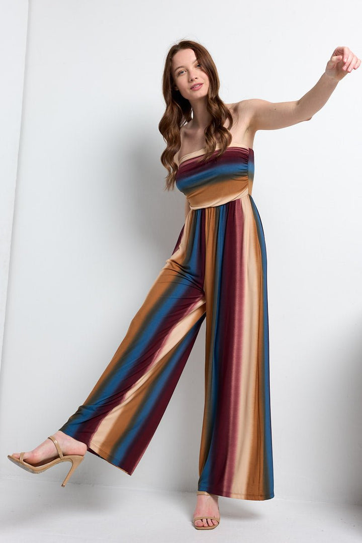 Image of West K Kara Strapless Knit Jumpsuit Ombre Multi