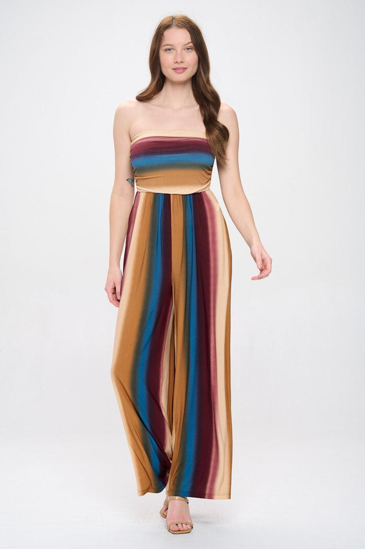 Image of West K Kara Strapless Knit Jumpsuit Ombre Multi