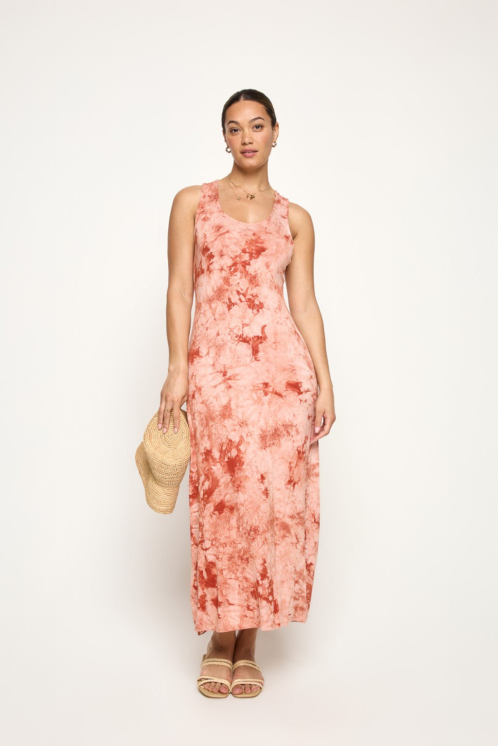 Image of West K Kelly Knit Racerback Maxi Dress Brick Tie Dye