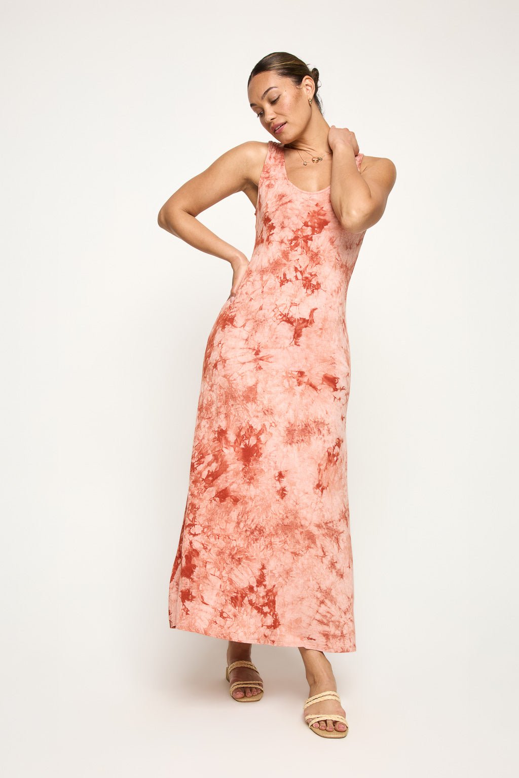 Image of West K Kelly Knit Racerback Maxi Dress Brick Tie Dye