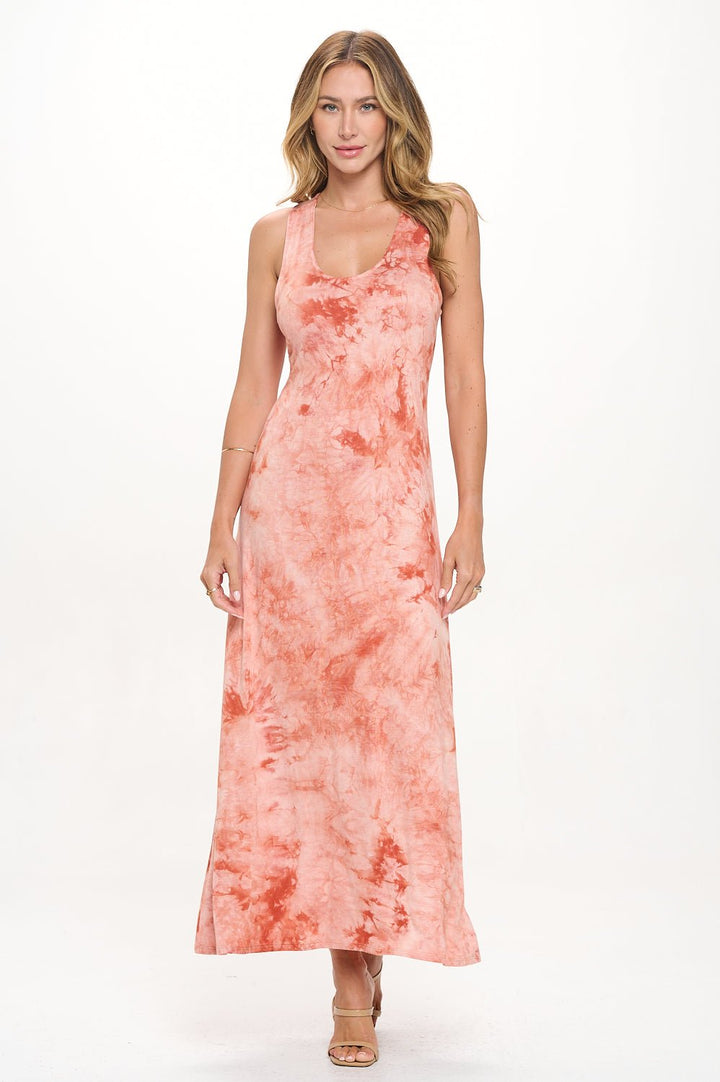 Image of West K Kelly Knit Racerback Maxi Dress Brick Tie Dye