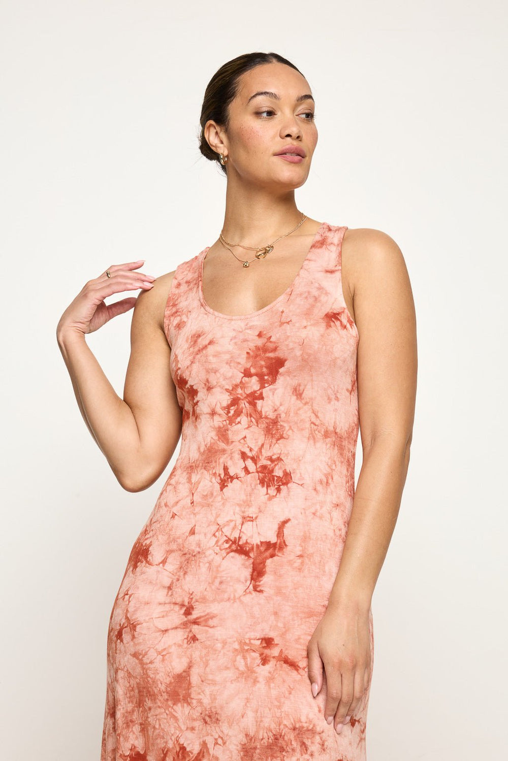 Image of West K Kelly Knit Racerback Maxi Dress Brick Tie Dye