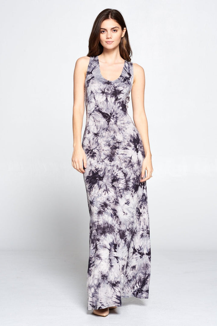 Image of West K Kelly Knit Racerback Maxi Dress Grey Tie Dye