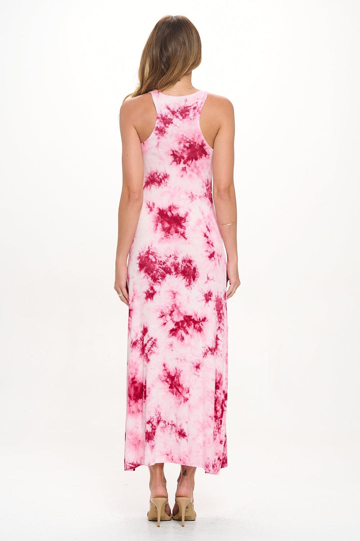 Image of West K Kelly Knit Racerback Maxi Dress Magenta Tie Dye