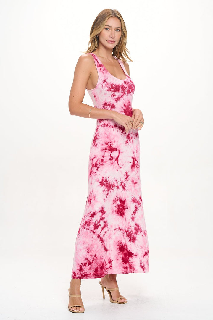 Image of West K Kelly Knit Racerback Maxi Dress Magenta Tie Dye