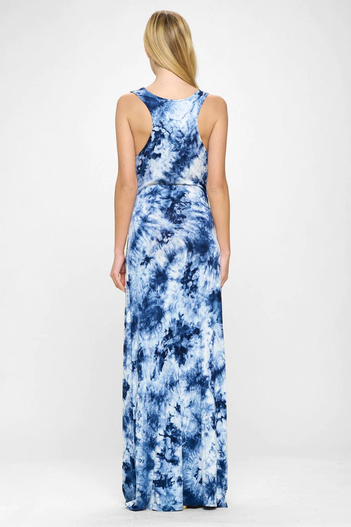 Image of West K Kelly Knit Racerback Maxi Dress Navy Tie Dye