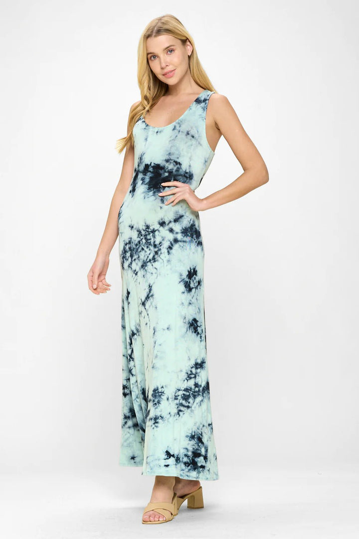 Image of West K Kelly Knit Racerback Maxi Dress Sage Tie Dye