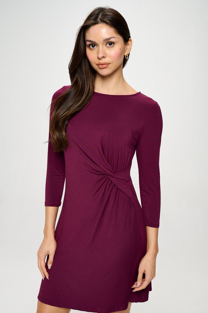 Image of West K Kelsey Side Ruched Dress Wine